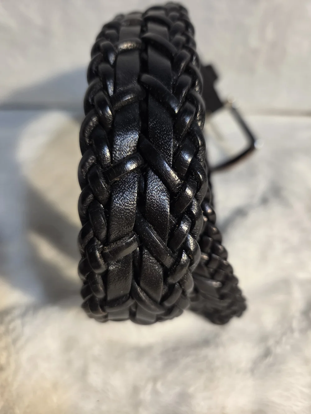 Nautica Braided Leather Belt - Black with Silver Buckle